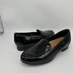 Clarks Unstructured Black Patent Leather Slip On Loafers Womens Size 6 Capsule